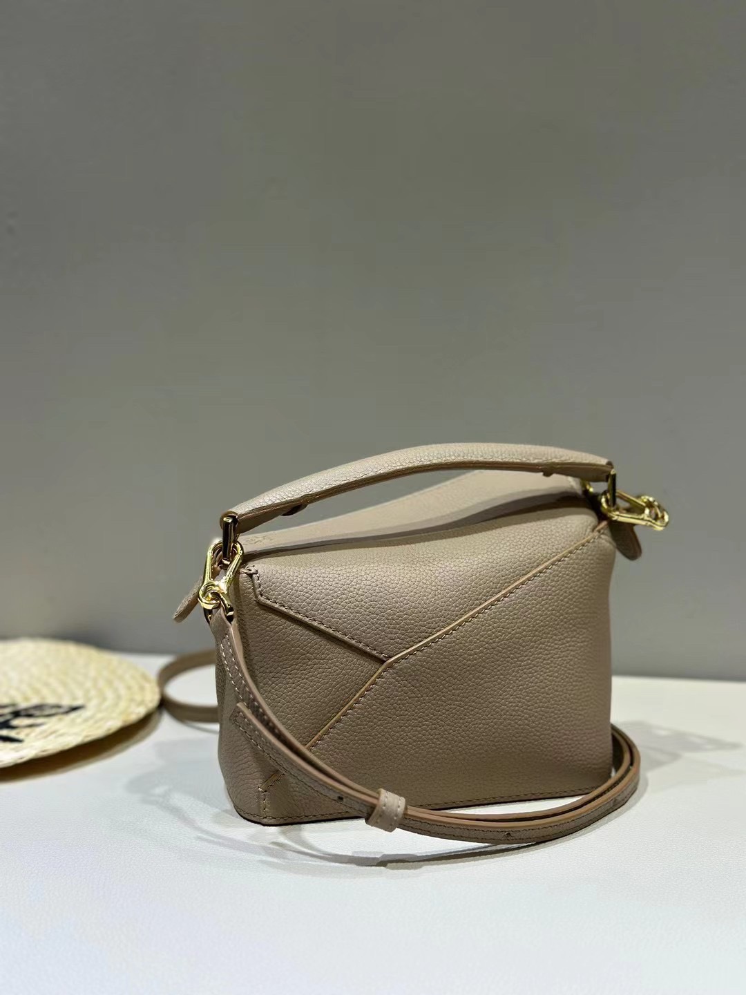 Loewe Mini Puzzle Bag in Soft Grained Calfskin Beige